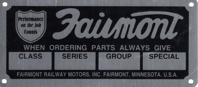 Fairmont Car Class Plate