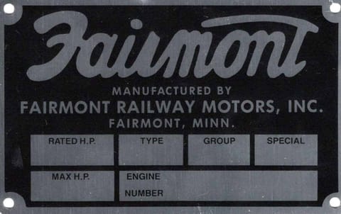 Fairmont Engine Data Plate