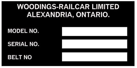Woodings Data Plate