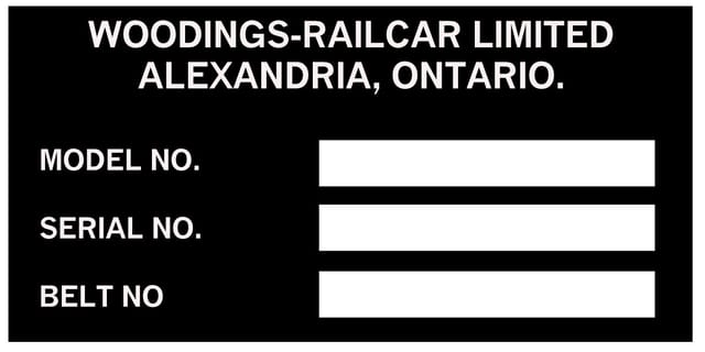 Woodings Data Plate